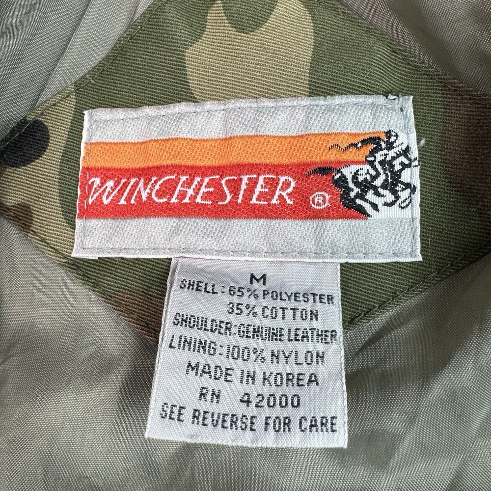 Vintage Winchester Jacket Mens Medium Camouflage Hunting Shooting Green Outdoors - Picture 8 of 13